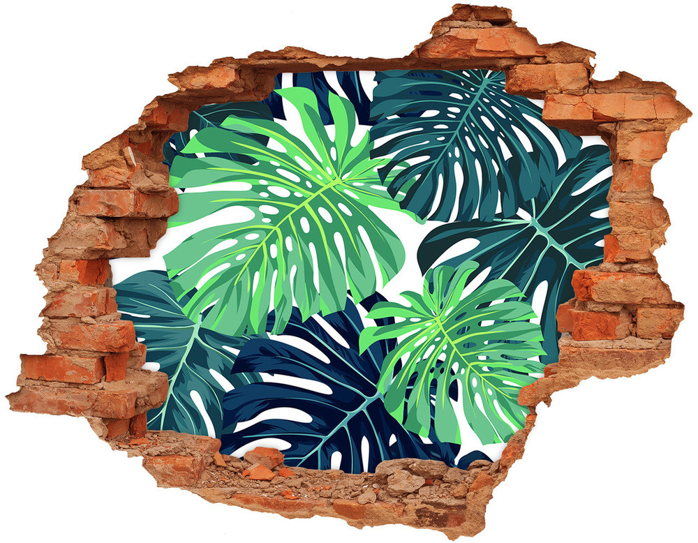 Wallmuralia.pl Naklejka 3D dziura na ścianę Tropikalne liście