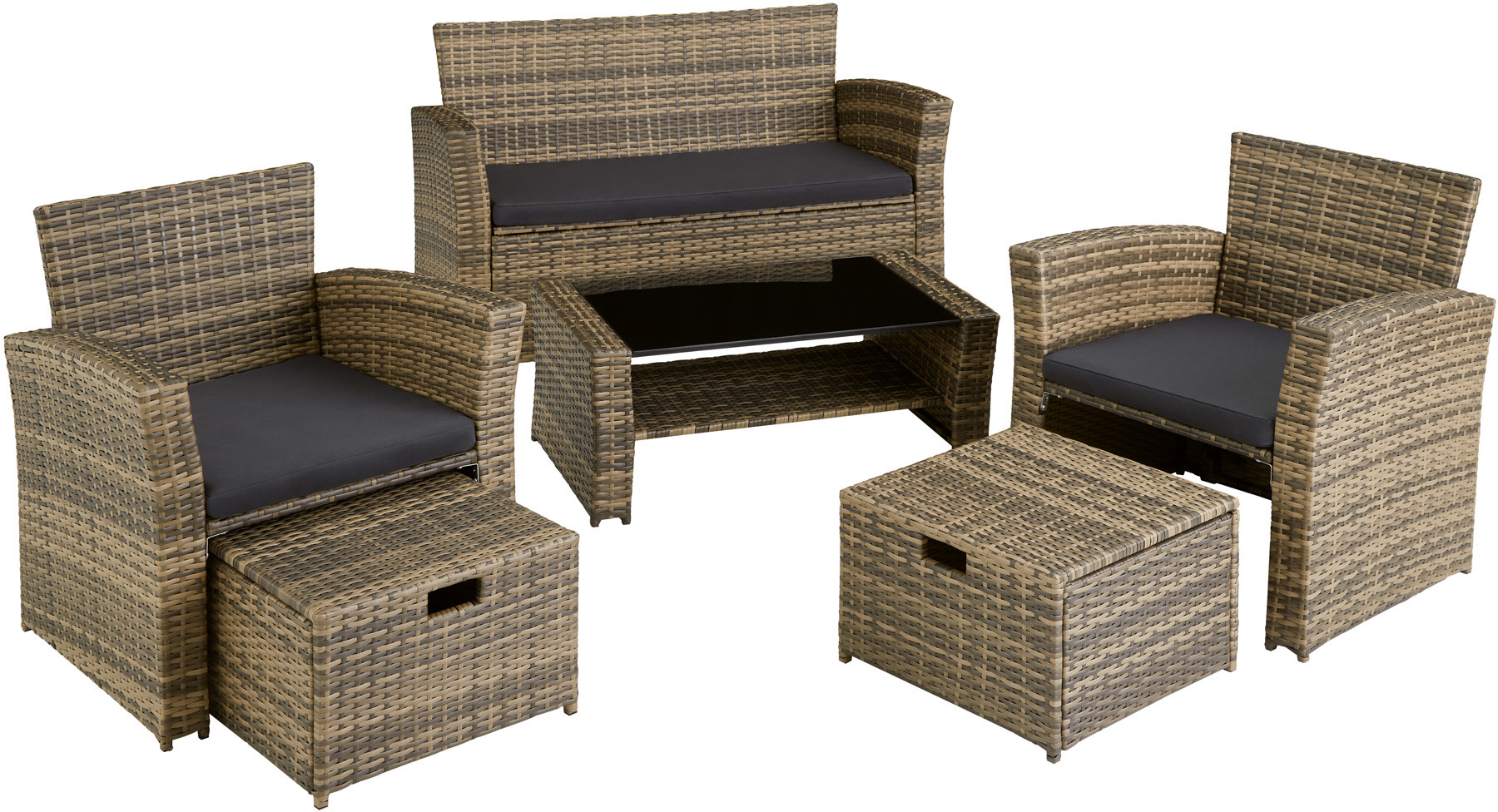 tectake Meble ogrodowe z technorattanu Modena - naturalny 403719