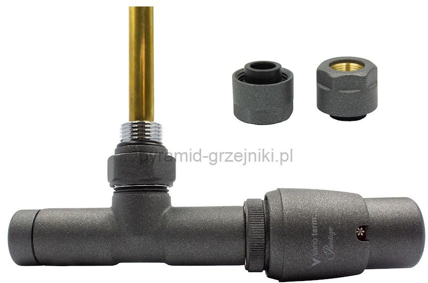 Varioterm Zawór termostatyczny UNICO ze złączką Pex/Cu - grafit str. miedź 15 mm prawy UGS0205CFK/P(Cu)