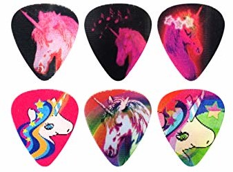 Perri's Leathers Perri's Leathers Ltd. - Kostki do gitary ruchowej - dzieci chcących się bawić! - 'I Love Unicorns' - 6 sztuk - wykonane w Kanadzie. LPM-HC1