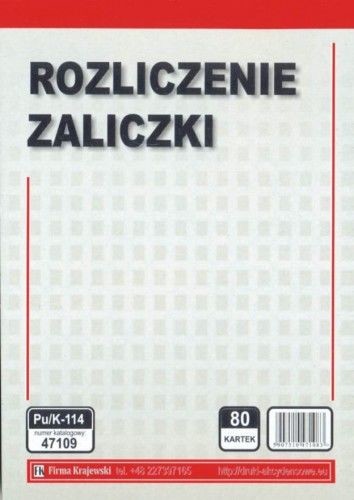 Firma krajewski Rozliczenie zaliczki [Pu/K-114] Pu/K-114