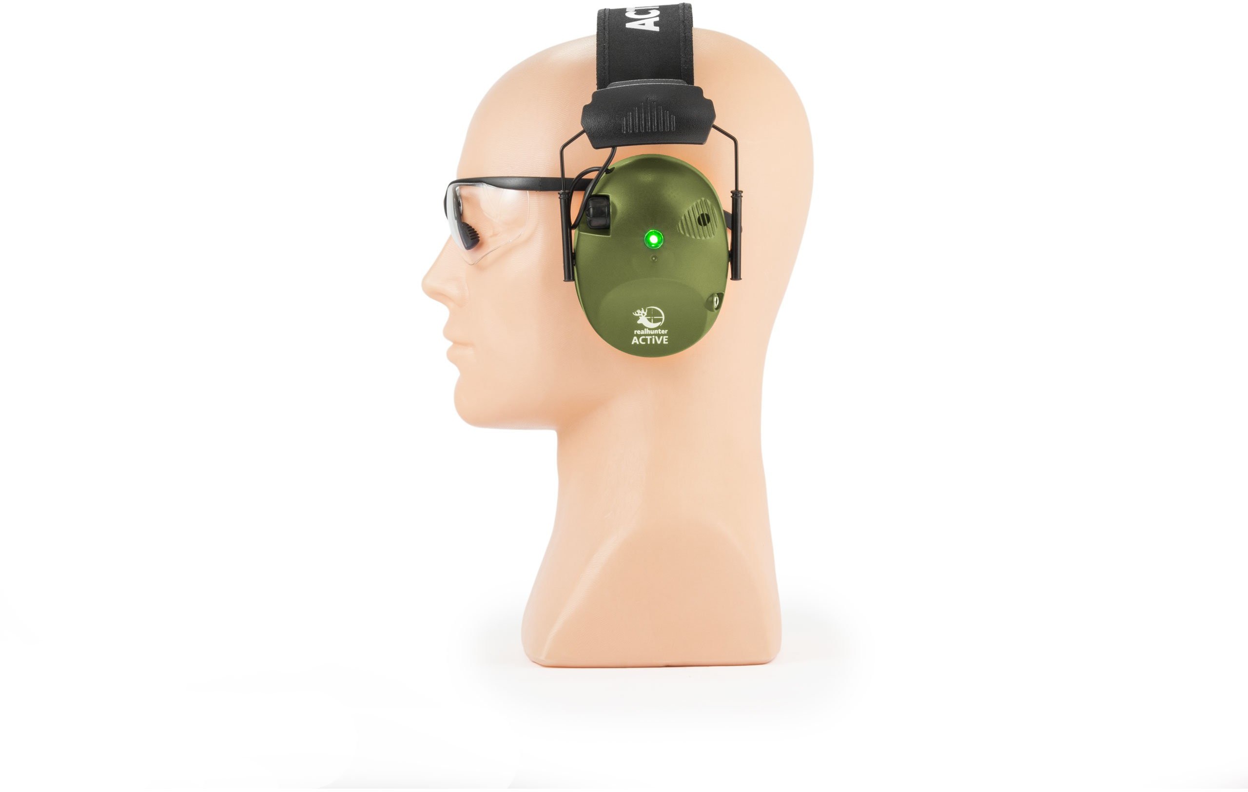 Realhunter Słuchawki ochronne aktywne RealHunter ACTiVE Pro oliwkowe + okulary ochronne 258-023