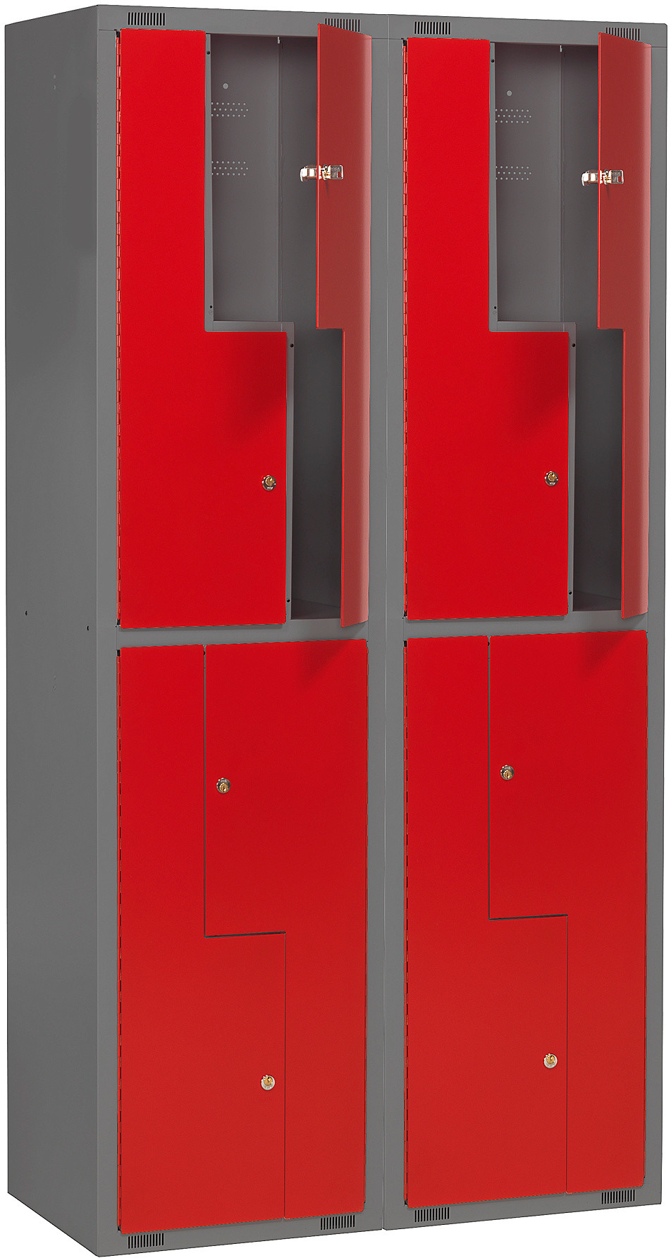 AJ Produkty Szafka uczniowska MINI Z, 2 moduły, 8 drzwi, 1980x1000x450 mm, czerwony