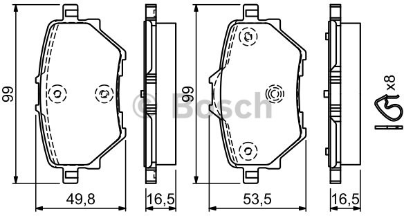 Bosch Zestaw klocków hamulcowych, hamulce tarczowe 0 986 494 716