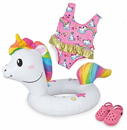 Heless 66 - Schwimmset für Puppen, Einhorn Henri, Größe 35 - 45 cm