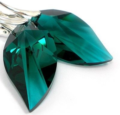 Swarovski kolczyki LISTKI Certyfikat SREBRO