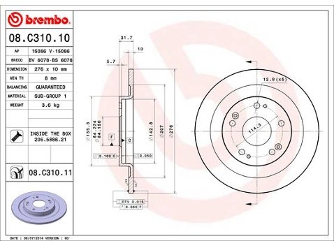BREMBO Tarcza hamulcowa 08.C310.11