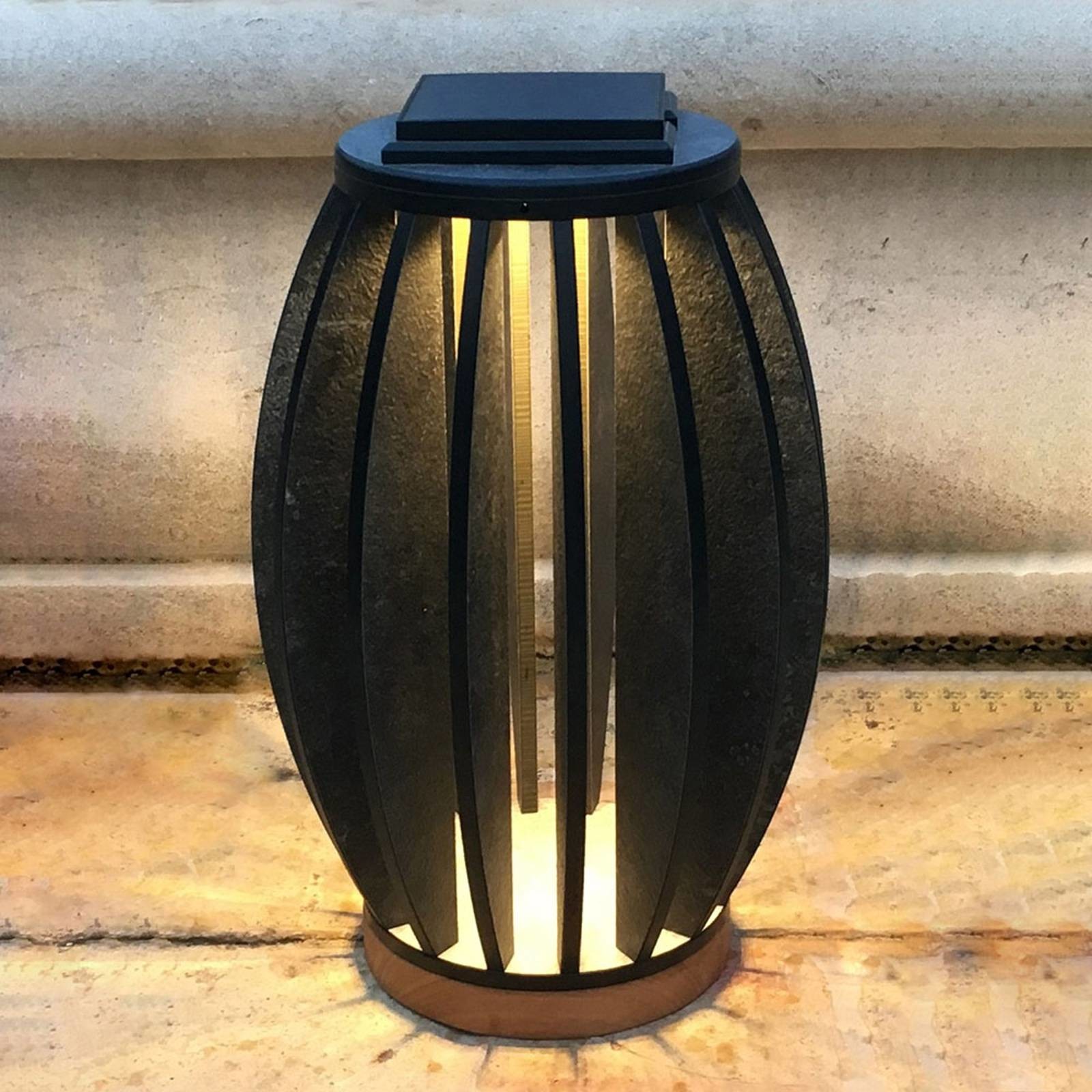 LES JARDINS Lampa solarna LED Pastek drewno tekowe, czujnik