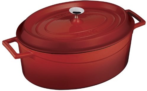 LAVA Cookware Lava Cookware trendy, żeliwo, emaliowane, rondel, owalne, 29 cm, 4,67 L, czerwony LVOTC29K2RED