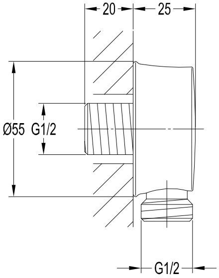 Omnires Przyłącze kątowe do węża prysznicowego 5,5x5,5x2,5 cm chrom 8810CR