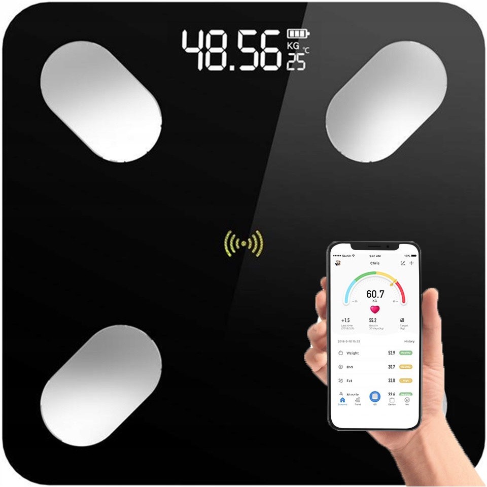 INTELIGENTNA WAGA ŁAZIENKOWA BLUETOOTH ANALITYCZNA
