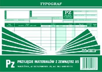 Typograf Przyjęcie materiałow z zewnątrz A5 s 01182 TYPX0195