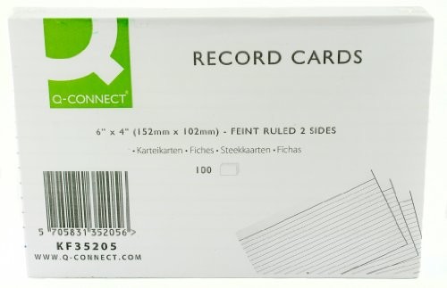 Q-Connect Q Connect 15,2 x 10,2 cm linie Record Flash  biały dokładnego oczyszczania (100 sztuk) KF35205
