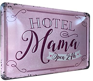 Nostalgic-Art Nostalgic-Art Kartka z pozdrowieniami Hotel Mama, pomysł na prezent na Dzień Matki, blaszana kartka pocztowa, mini tabliczka blaszana w stylu vintage, 10 x 14 cm 10315