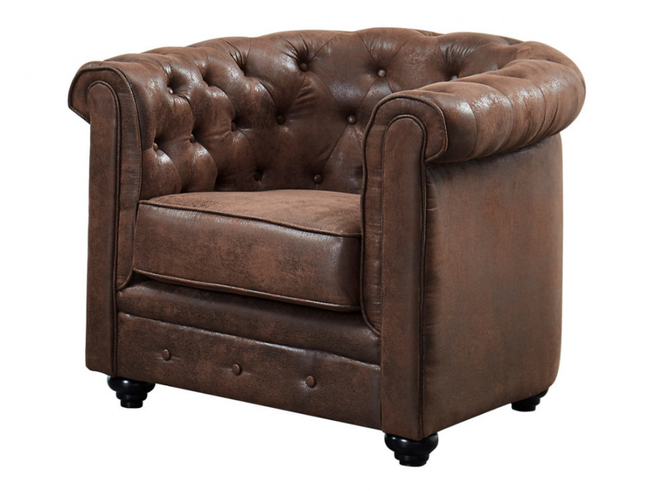 Vente-Unique Fotel CHESTERFIELD z mikrofibry o wyglądzie postarzonej skóry