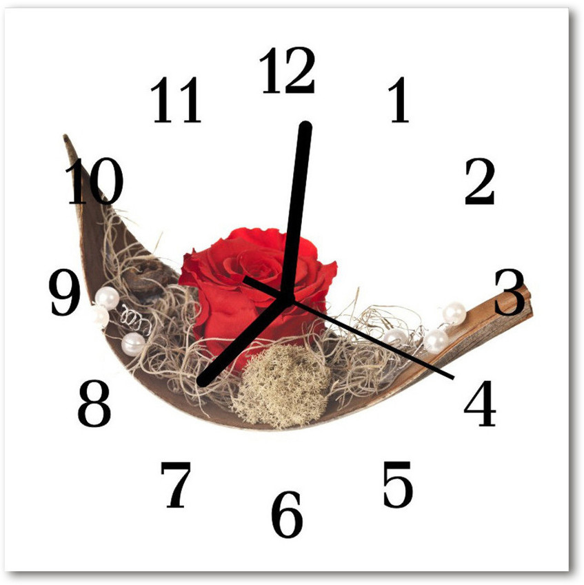 tulup pl Zegar szklany kwadratowy Róża 30x30cm