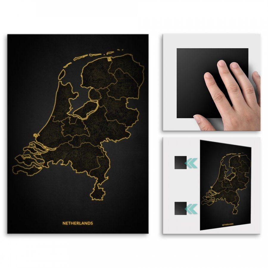 Pix4home Plakat metalowy Mapa City Lights Holandia L POS-L-04268