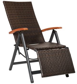 TecTake Polirattanowy fotel relaksacyjny z podparciem pod nogi 402218