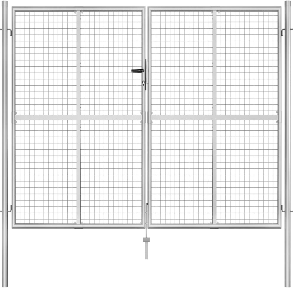 Brama ogrodowa, galwanizowana stal, 306x250 cm, srebrna