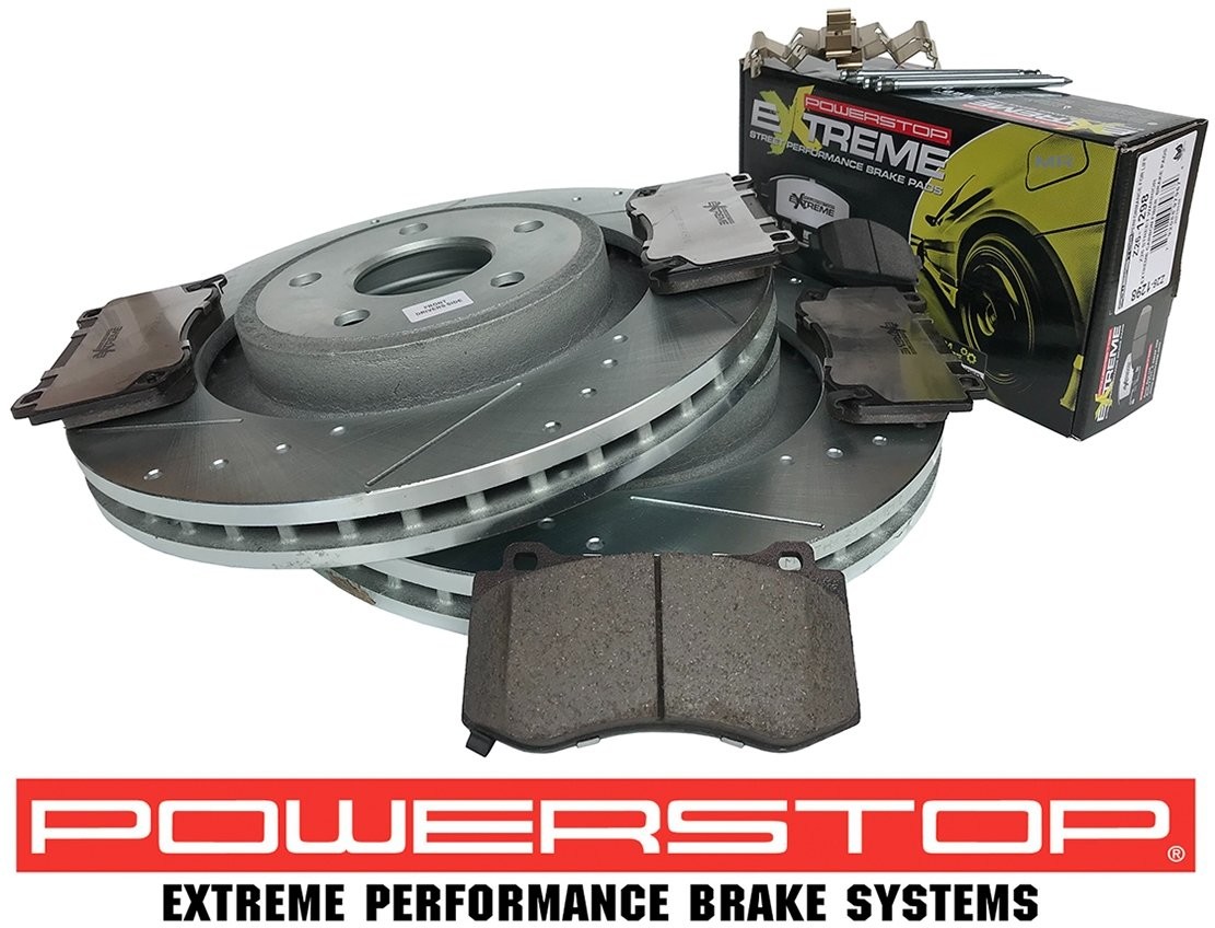 POWERSTOP Przednie klocki Z26 + WIERCONE nacinane tarcze hamulcowe POWERSTOP Jeep Grand Cherokee SRT 6,1 V8 2010 AR8794XPR+Z26-1298