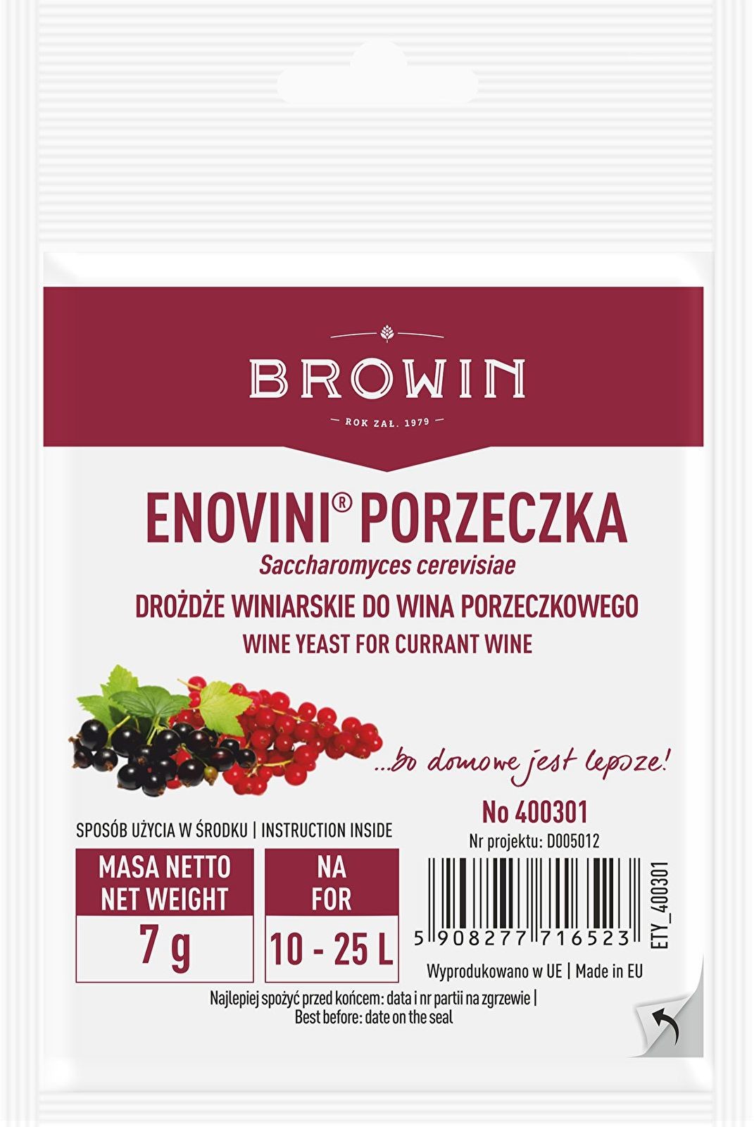 Browin Drożdże winiarskie Enovini Porzeczka, 7 g