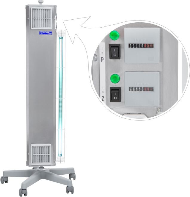 Ultra-viol Sp.j NBVE-60/30PL 2-funkcyjna lampa bakteriobójcza przepływowa 2x30W+30W mobilna z licznikami NBVE-60/30PL