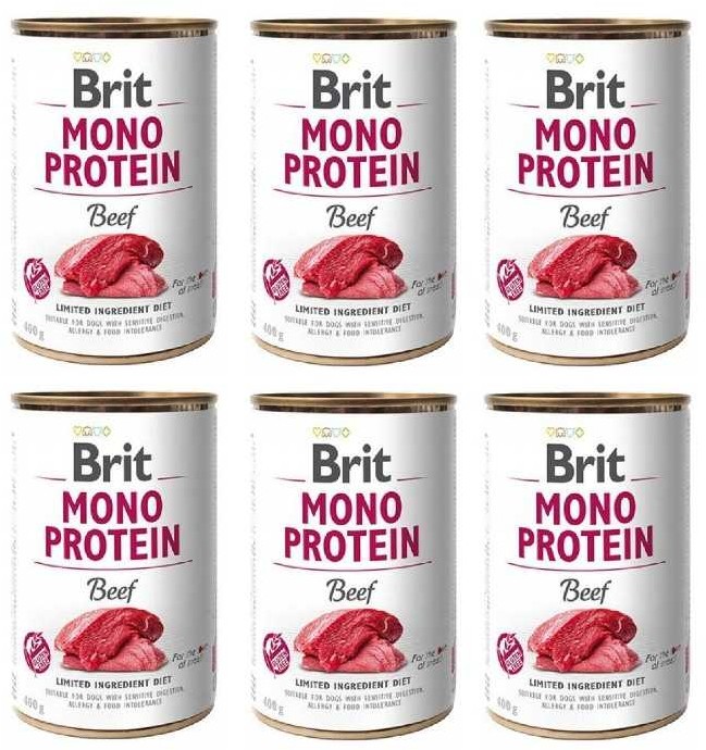 Brit MONO PROTEIN Beef WOŁOWINA Zestaw 6x 400g DARMOWA DOSTAWA od 95zł +DO 3% ZWROTU W PROGRAMIE LOJALNOŚCIOWYM ZEST MP-BEEF-6