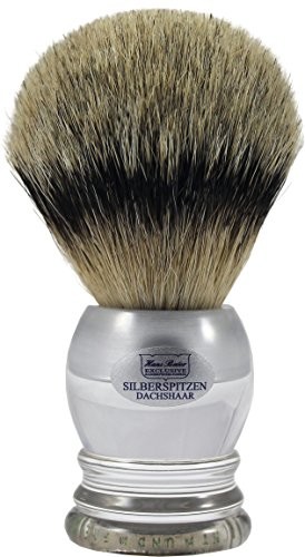 Hans Baier Exclusive pędzel do golenia z akrylu prawdziwe srebro szpiczasto-włosia borsuczego rozm. 3  uchwyt z eingearbeitetm prawdziwych 5 D-Mark sztuki w stopce 53563