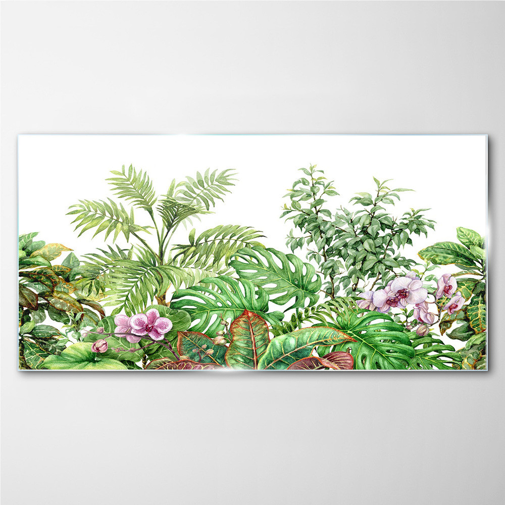 PL Coloray Obraz Szklany Nowoczesny kwiaty liście 120x60cm