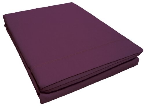 Douceur d'Intérieur douceur D 'interieur prześcieradło na łóżko, jednokolorowa, bawełna ściegiem płaskim +, 57 nici, fioletowy, 180 x 290 cm 1640618