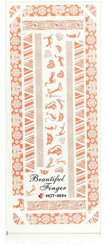 Allepaznokcie Naklejki wodne do paznokci arkusz 12,7 x 5,5 cm hot Nr 005a