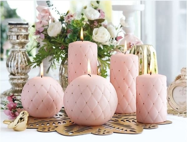 Lumarko Lumarko Świeca Walec Śred Parafin 7xh14cm Rose Gold! BC2964 Mondex