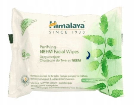 Himalaya, Chusteczki do twarzy z Neem, 25 sztuk