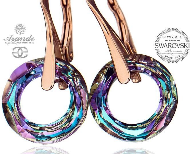 Swarovski KOLCZYKI CRYSTALS VITRAIL RING ZŁOTE SREBRO