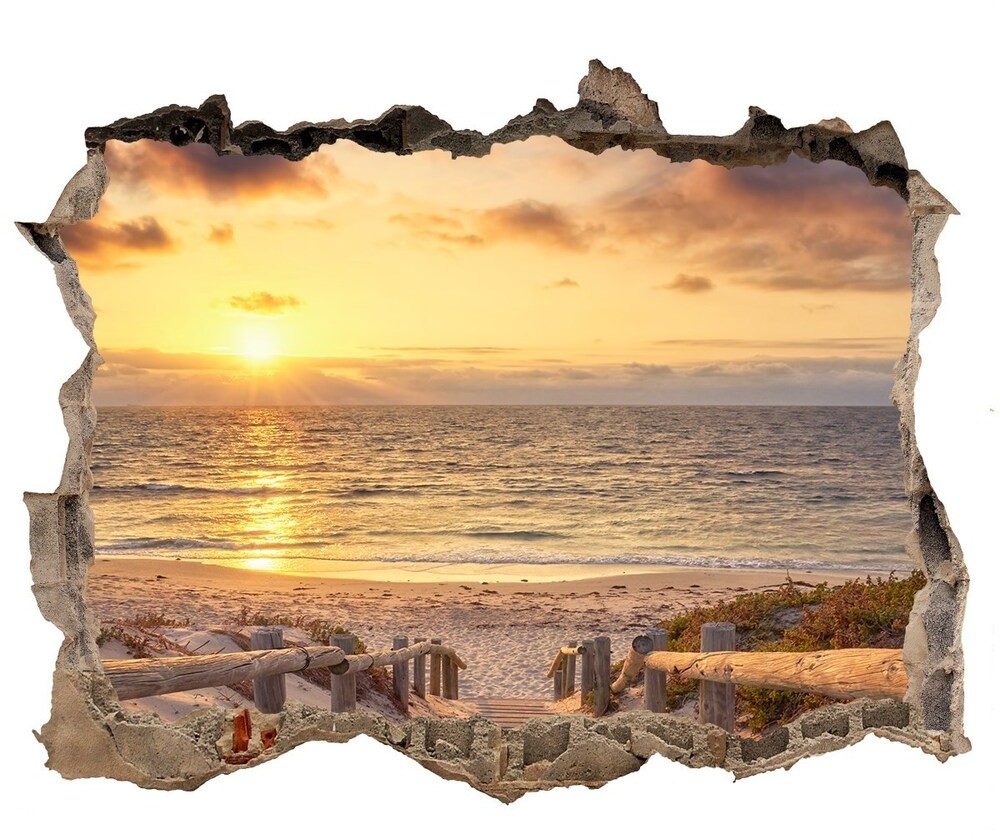 Wallmuralia.pl Dziura 3d w ścianie naklejka Ścieżka na plażę