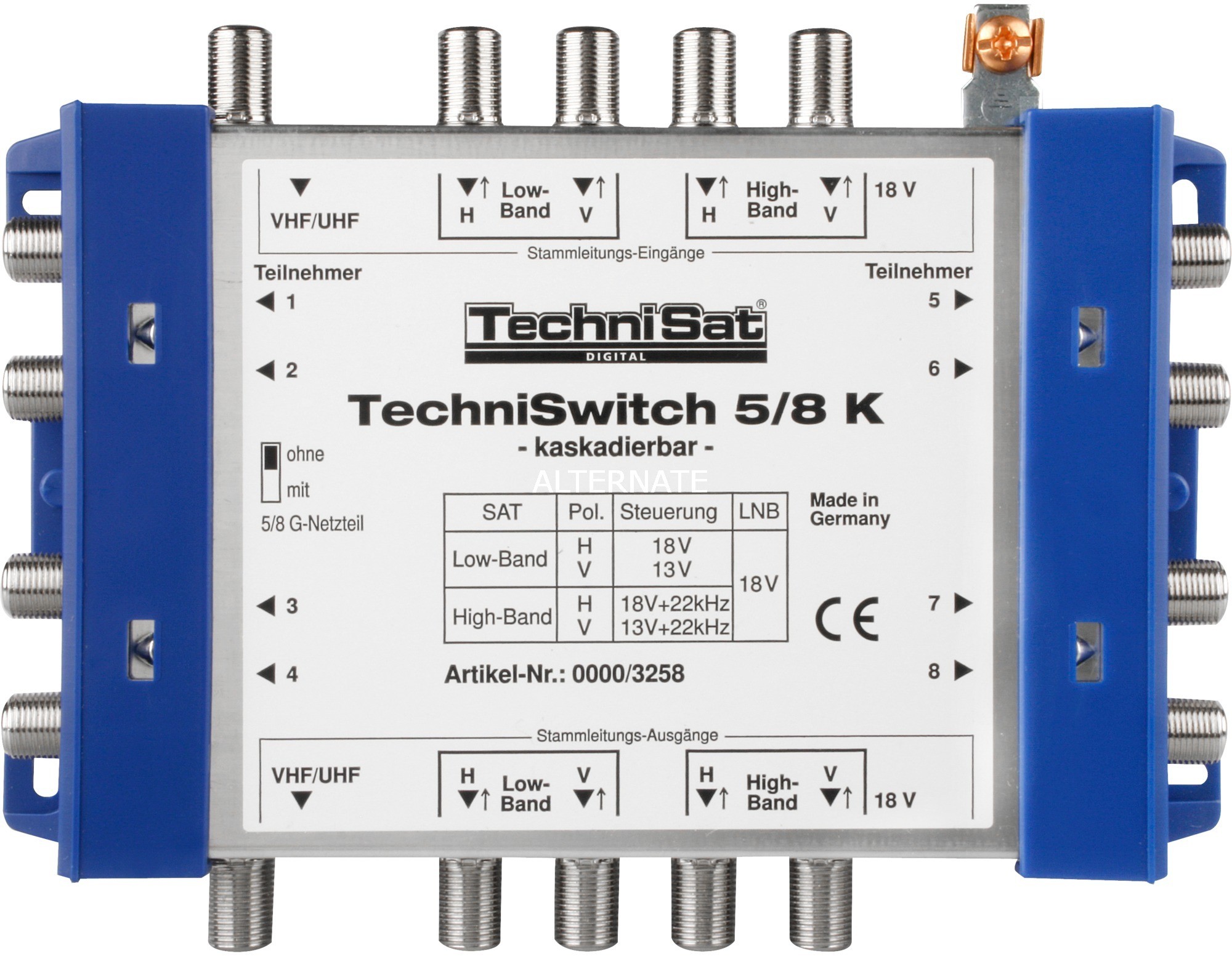 Technisat TechniSwitch 5/8 K Szary, Żółty, Przełącznik Multi