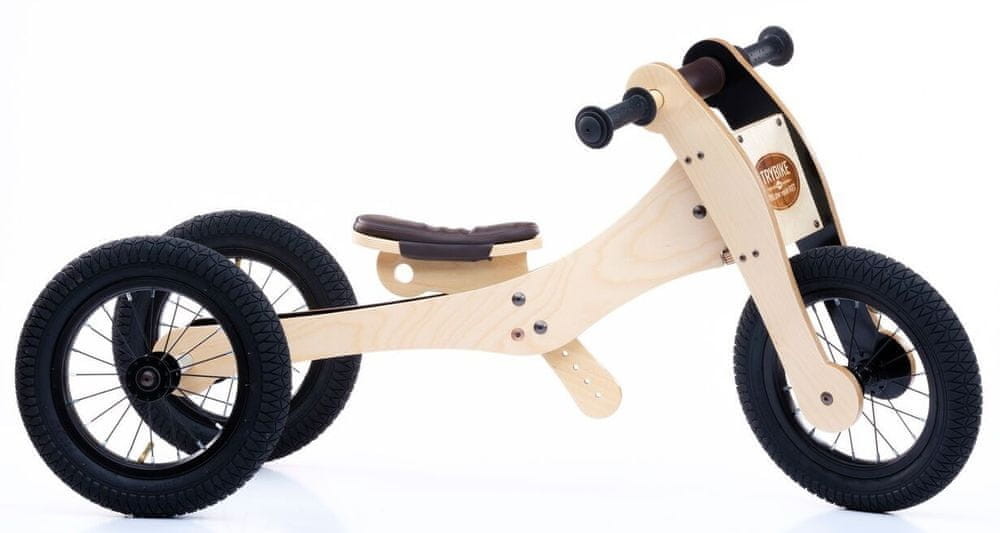 TryBike Drewniany 4w1 brązowy