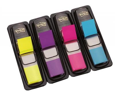 Post-It 3M Zakładki indeksujące (683-4AB), PP, 12x43mm, 4x35 kart., mix kolorów neonowy 3M-70071353588