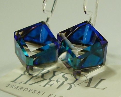 Swarovski PIĘKNE KOLCZYKI CERTYFIKAT SREBRO BLUE