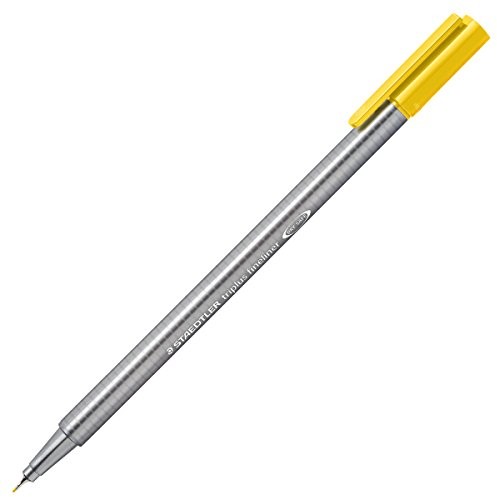 Staedtler 334 110 Fineliner triplus trójkątny chwytem etui w kartonie, metalizowane koronka, około 0,3 MM, 10 sztuk, Bright YELL 334-110