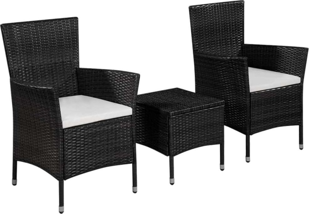 vidaXL 3 częściowy zestaw mebli bistro rattan PE czarny 44094 44094