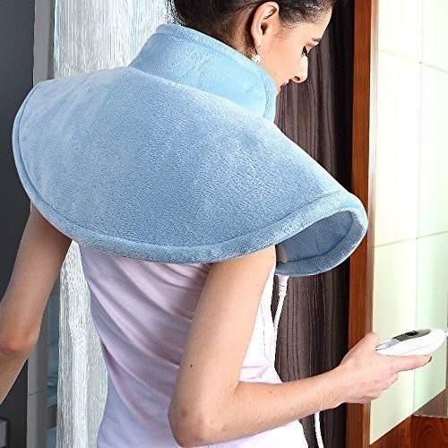 Syntrox Germany Syntrox Niemcy XXL ekstra szerokie 100 Watt ocieplacz karku, ramion ocieplacz na plecy ogrzewania poduszka poduszka rozgrzewająca ciepła koc koc