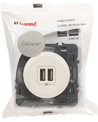 Legrand leg99736 gniazdko elektryczne z portem USB, z listwy ozdobnej, 2 gniazd, biały LEG99736