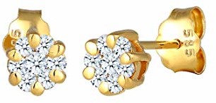 DIAMORE kolczyki damskie kolczyki na sztyfcie kwiat z diamentem (0,30 ct.) w żółtym złocie 585