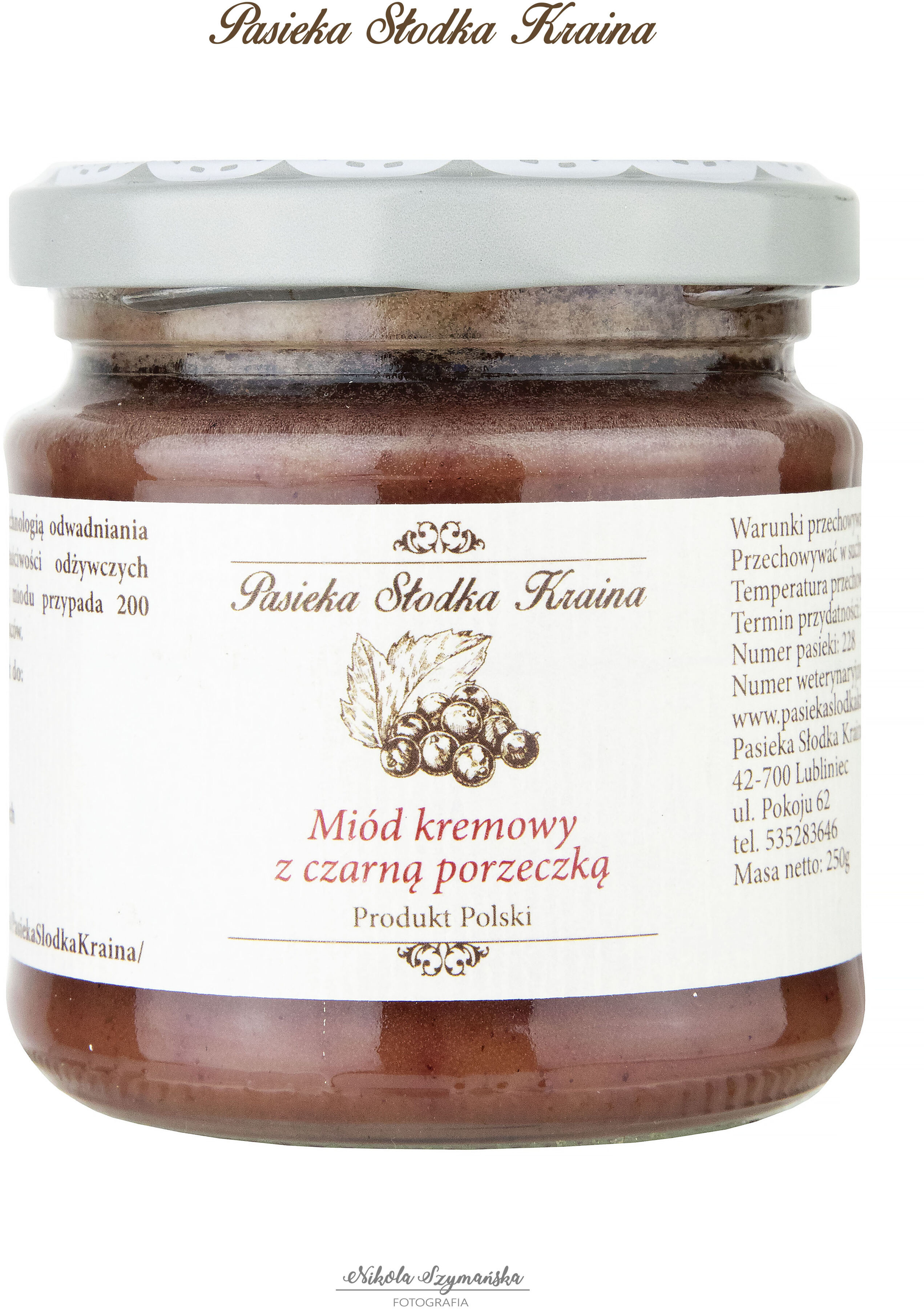 PASIEKA słodka kraina Słodka Kraina Miód Kremowany z Czarną Porzeczką 250g