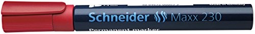 Schneider Permanent-marker Maxx 230, Cap wyłączania ink, aluminiowy trzonek, wielokrotnego napełniania, 1  3 MM, czerwony 123002