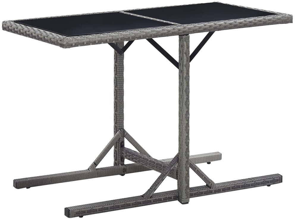 vidaXL Stół ogrodowy, antracytowy, 110 x 53 x 72 cm, szkło i polirattan