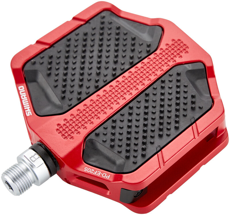 Shimano PD-EF205 Flat Pedals, czerwony 2021 Pedały trekkingowe i miejskie