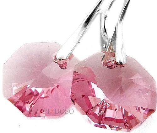 Swarovski piękne kolczyki LIGHT ROSE SREBRO