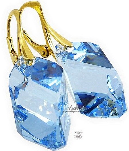 Swarovski kolczyki LIGHT SAPPHIRE ZŁOTE SREBRO